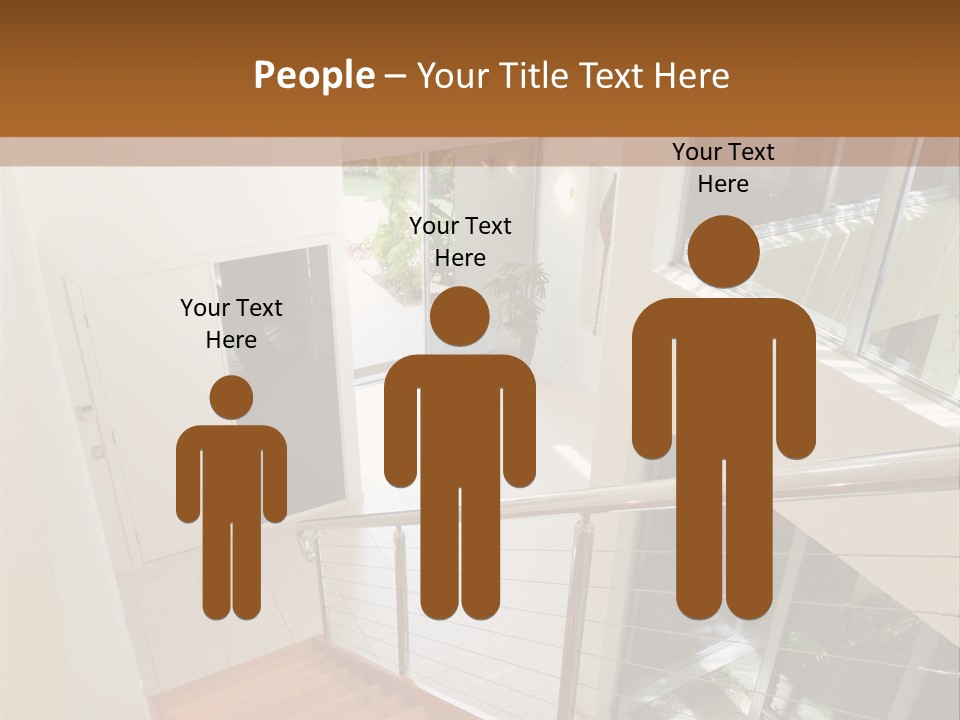 A Staircase Leading Up To A Window In A House PowerPoint Template