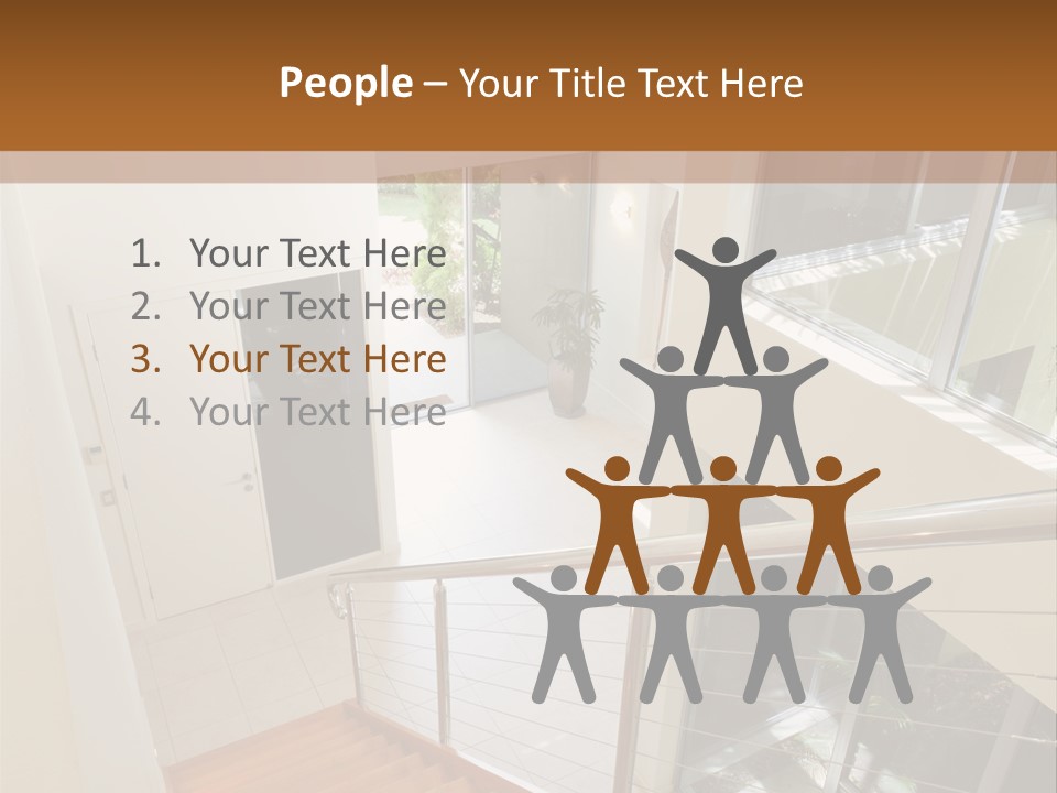 A Staircase Leading Up To A Window In A House PowerPoint Template