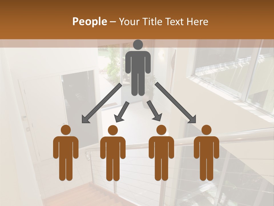 A Staircase Leading Up To A Window In A House PowerPoint Template