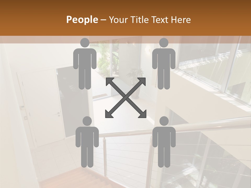 A Staircase Leading Up To A Window In A House PowerPoint Template