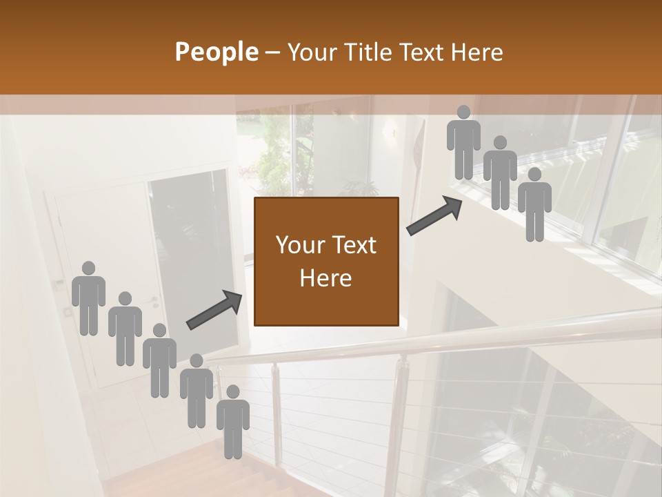 A Staircase Leading Up To A Window In A House PowerPoint Template