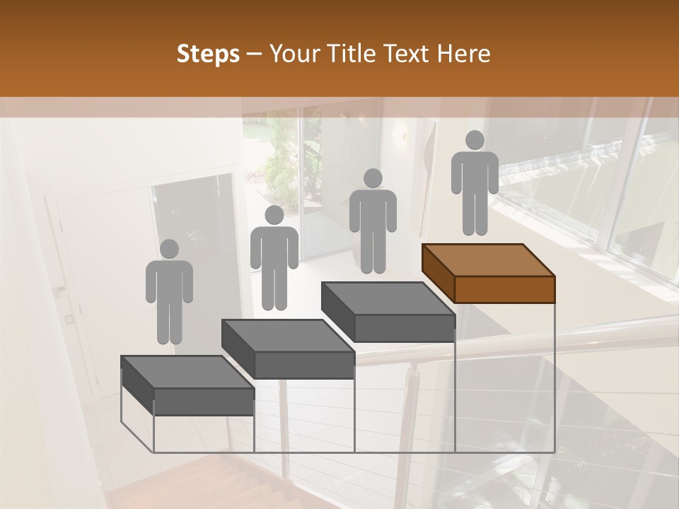 A Staircase Leading Up To A Window In A House PowerPoint Template