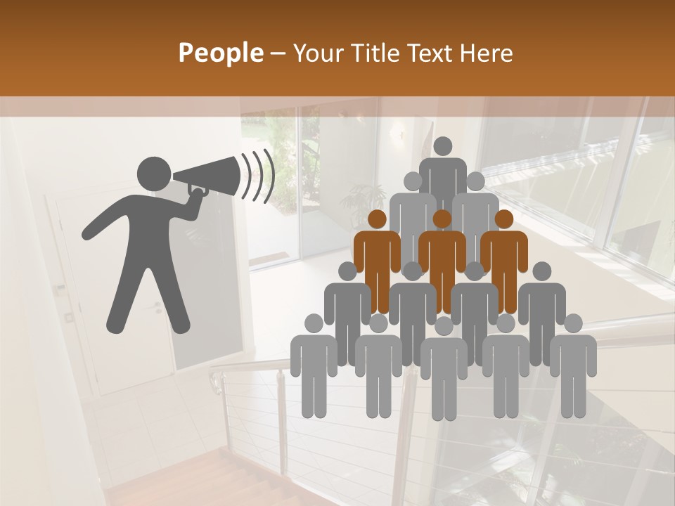 A Staircase Leading Up To A Window In A House PowerPoint Template