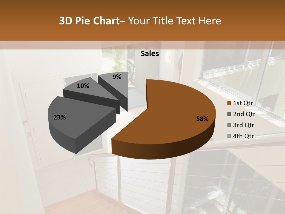 A Staircase Leading Up To A Window In A House PowerPoint Template