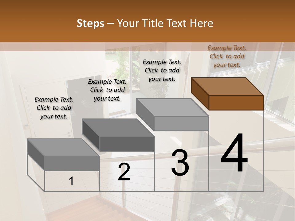 A Staircase Leading Up To A Window In A House PowerPoint Template