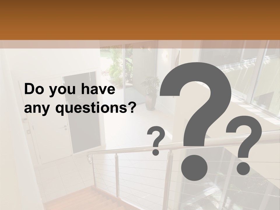 A Staircase Leading Up To A Window In A House PowerPoint Template