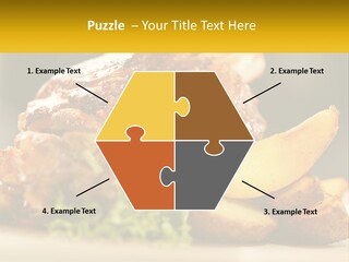 A Close Up Of A Plate Of Food With Potatoes PowerPoint Template