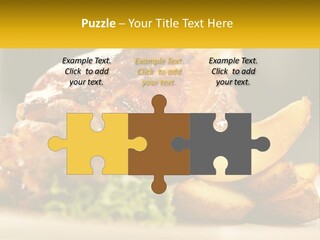 A Close Up Of A Plate Of Food With Potatoes PowerPoint Template