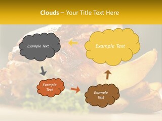 A Close Up Of A Plate Of Food With Potatoes PowerPoint Template