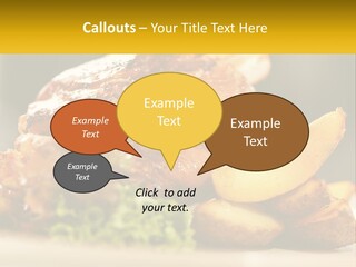 A Close Up Of A Plate Of Food With Potatoes PowerPoint Template
