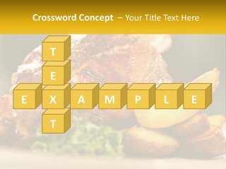 A Close Up Of A Plate Of Food With Potatoes PowerPoint Template