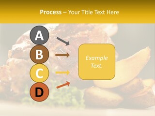 A Close Up Of A Plate Of Food With Potatoes PowerPoint Template