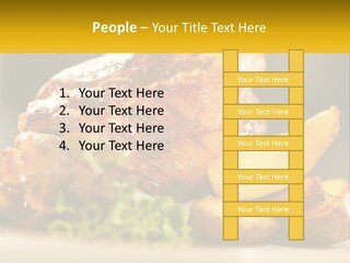 A Close Up Of A Plate Of Food With Potatoes PowerPoint Template