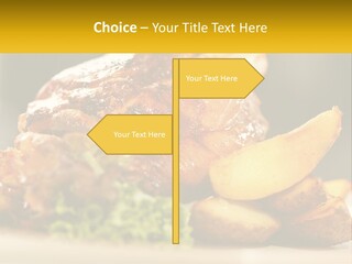 A Close Up Of A Plate Of Food With Potatoes PowerPoint Template