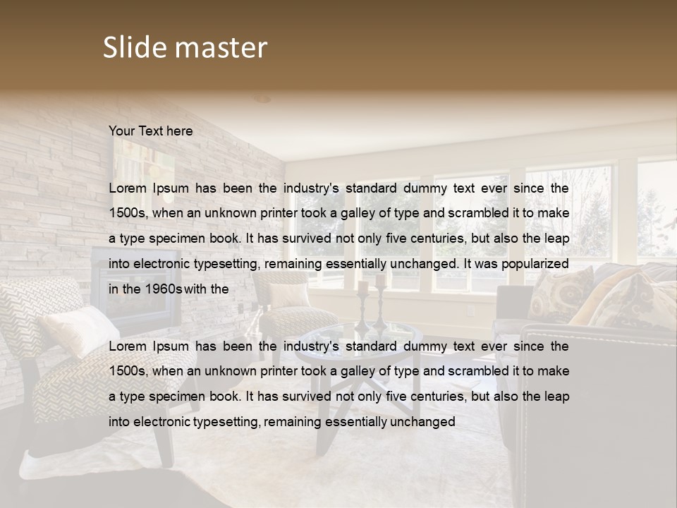 A Living Room Filled With Furniture And A Fire Place PowerPoint Template