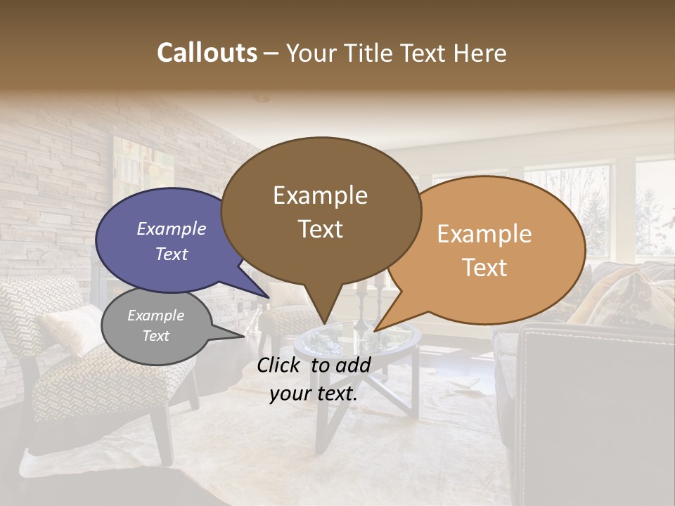 A Living Room Filled With Furniture And A Fire Place PowerPoint Template