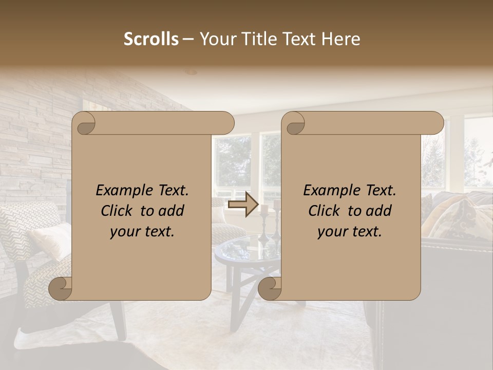 A Living Room Filled With Furniture And A Fire Place PowerPoint Template