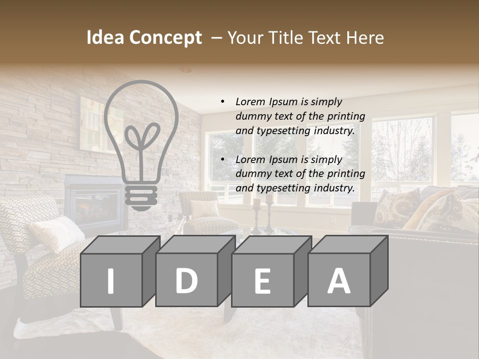 A Living Room Filled With Furniture And A Fire Place PowerPoint Template