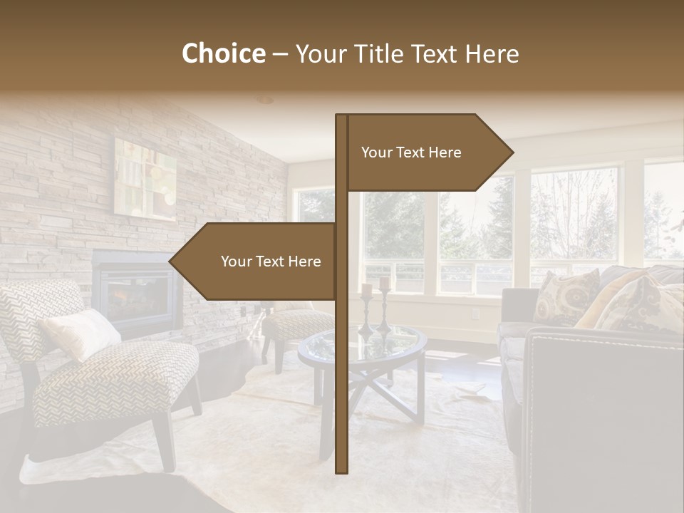 A Living Room Filled With Furniture And A Fire Place PowerPoint Template