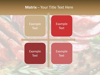 A Wooden Cutting Board Topped With Different Types Of Sausages PowerPoint Template