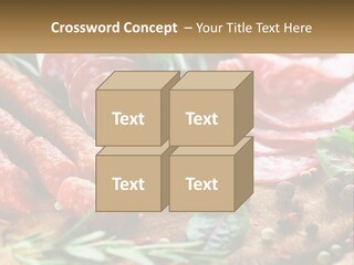 A Wooden Cutting Board Topped With Different Types Of Sausages PowerPoint Template