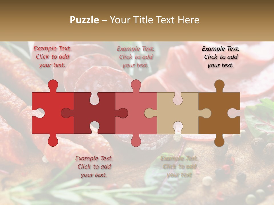 A Wooden Cutting Board Topped With Different Types Of Sausages PowerPoint Template