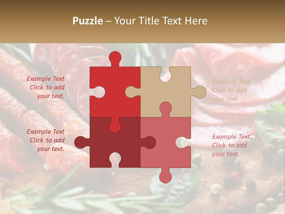 A Wooden Cutting Board Topped With Different Types Of Sausages PowerPoint Template