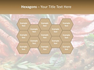 A Wooden Cutting Board Topped With Different Types Of Sausages PowerPoint Template