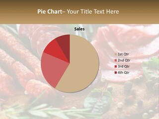 A Wooden Cutting Board Topped With Different Types Of Sausages PowerPoint Template