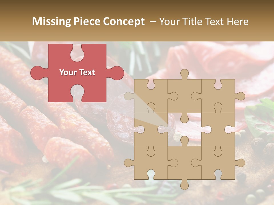 A Wooden Cutting Board Topped With Different Types Of Sausages PowerPoint Template