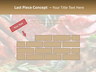 A Wooden Cutting Board Topped With Different Types Of Sausages PowerPoint Template