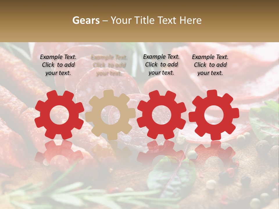 A Wooden Cutting Board Topped With Different Types Of Sausages PowerPoint Template