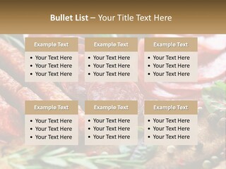 A Wooden Cutting Board Topped With Different Types Of Sausages PowerPoint Template