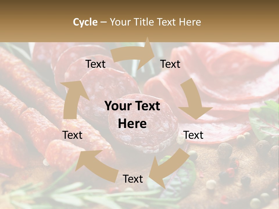 A Wooden Cutting Board Topped With Different Types Of Sausages PowerPoint Template