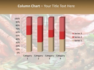 A Wooden Cutting Board Topped With Different Types Of Sausages PowerPoint Template