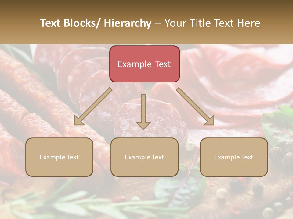 A Wooden Cutting Board Topped With Different Types Of Sausages PowerPoint Template