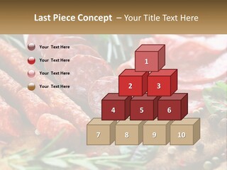 A Wooden Cutting Board Topped With Different Types Of Sausages PowerPoint Template