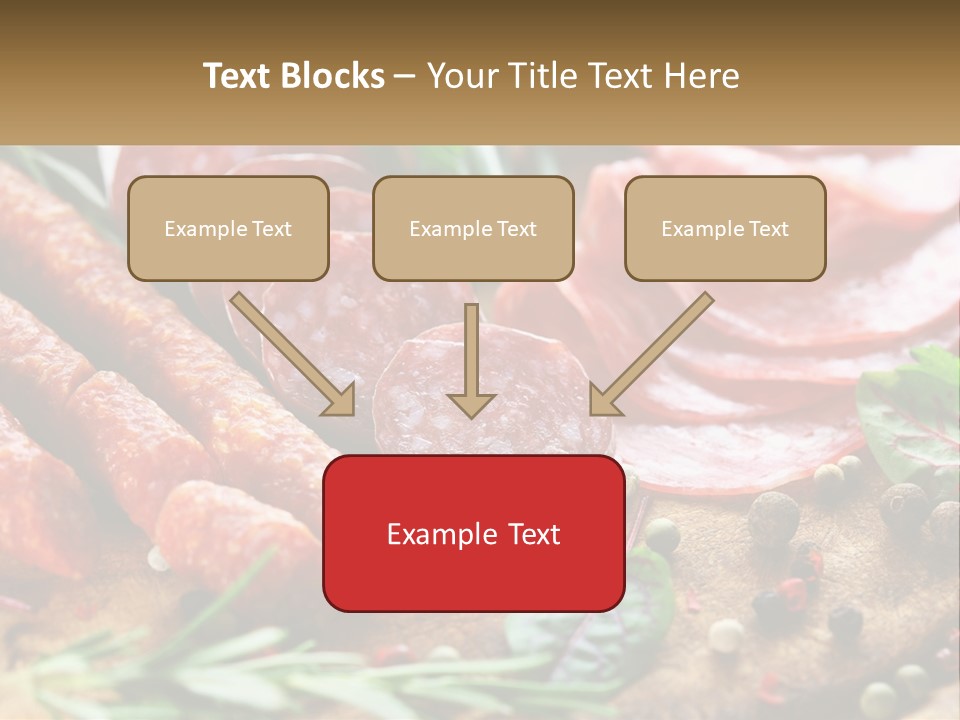 A Wooden Cutting Board Topped With Different Types Of Sausages PowerPoint Template