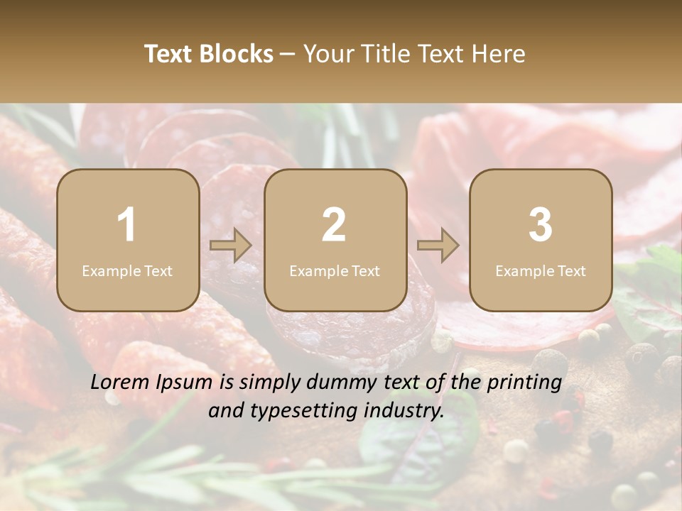A Wooden Cutting Board Topped With Different Types Of Sausages PowerPoint Template