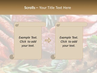 A Wooden Cutting Board Topped With Different Types Of Sausages PowerPoint Template