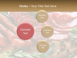 A Wooden Cutting Board Topped With Different Types Of Sausages PowerPoint Template