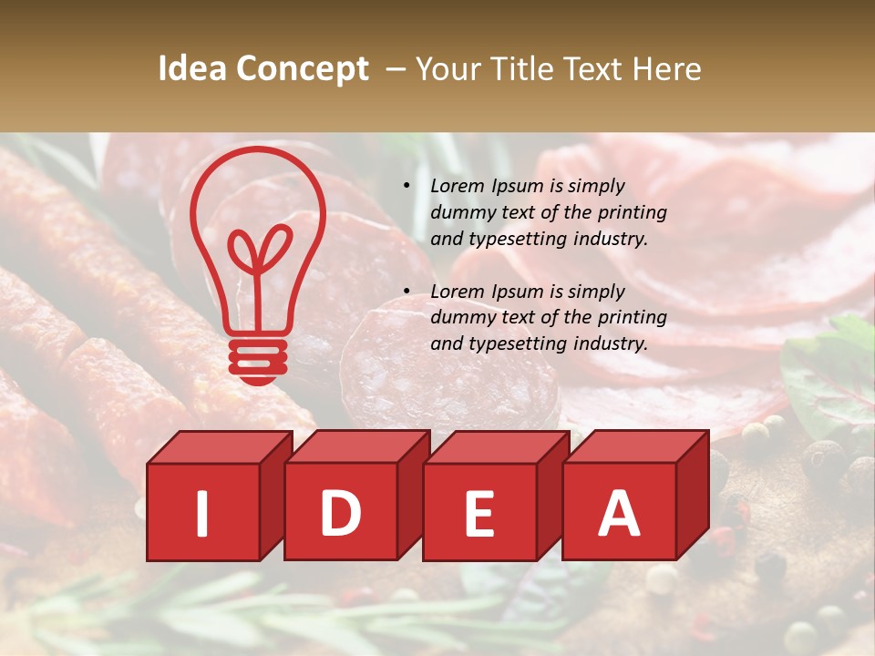 A Wooden Cutting Board Topped With Different Types Of Sausages PowerPoint Template