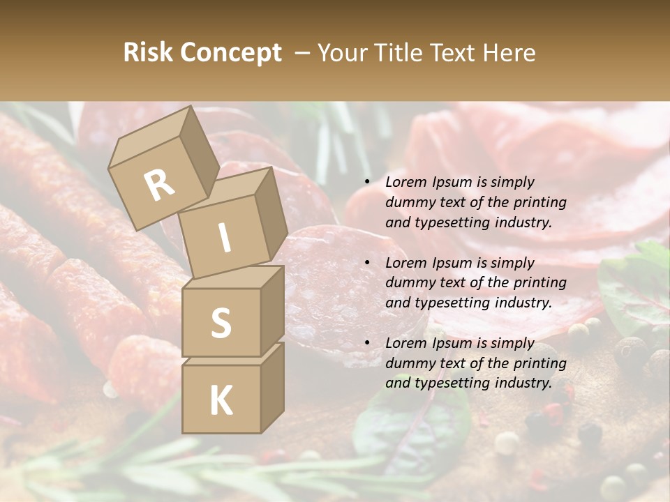 A Wooden Cutting Board Topped With Different Types Of Sausages PowerPoint Template