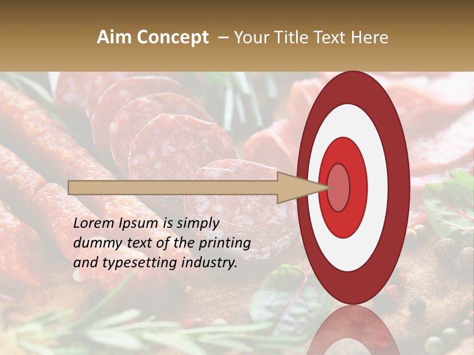 A Wooden Cutting Board Topped With Different Types Of Sausages PowerPoint Template