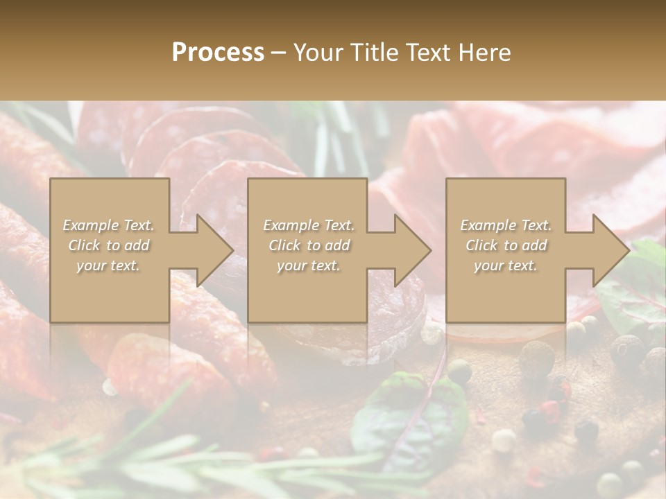 A Wooden Cutting Board Topped With Different Types Of Sausages PowerPoint Template