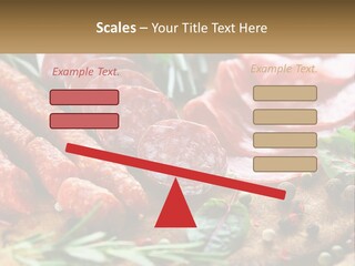A Wooden Cutting Board Topped With Different Types Of Sausages PowerPoint Template