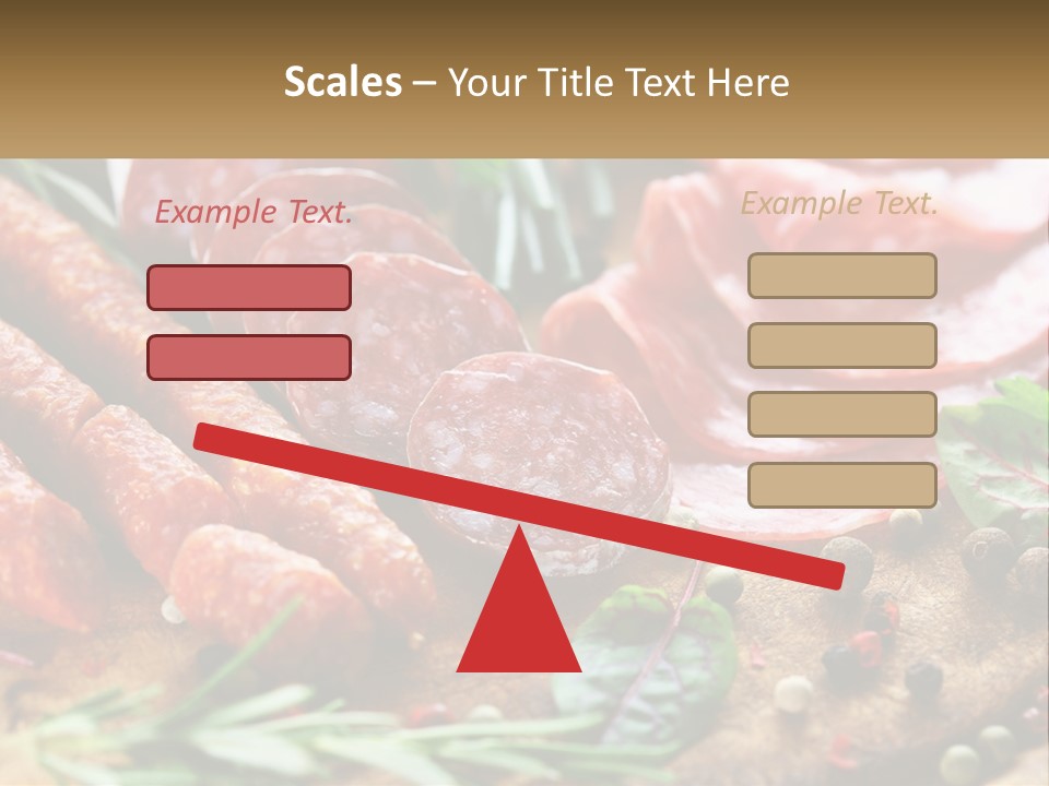 A Wooden Cutting Board Topped With Different Types Of Sausages PowerPoint Template