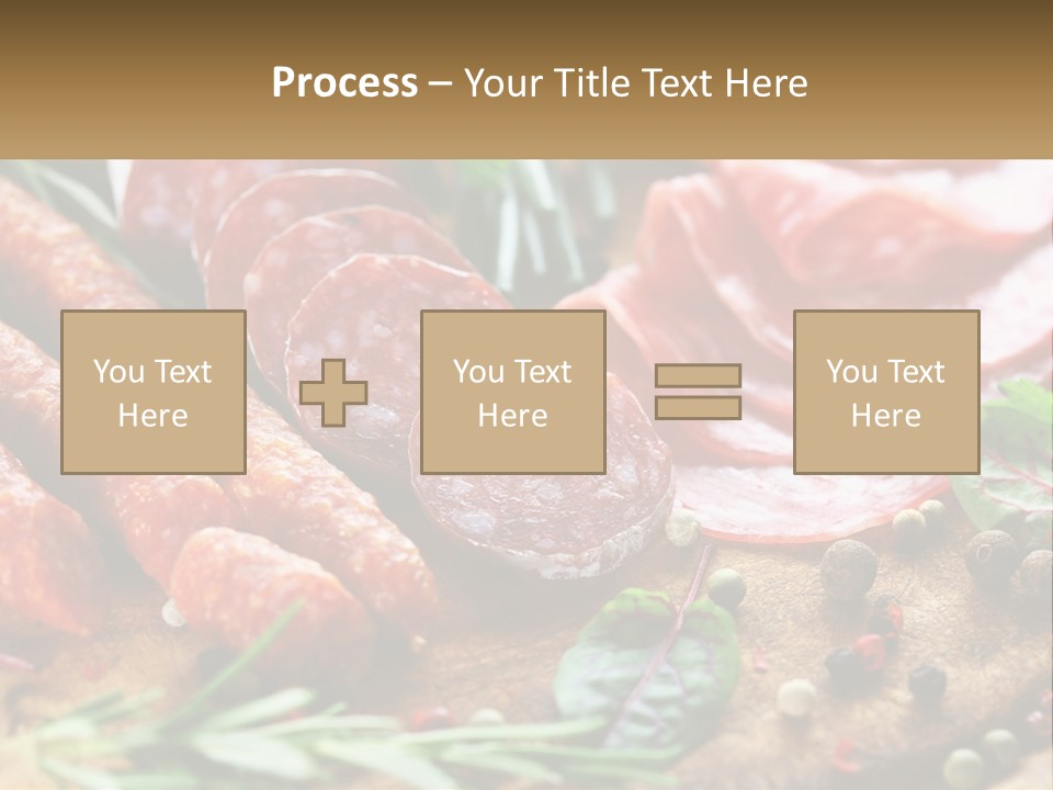 A Wooden Cutting Board Topped With Different Types Of Sausages PowerPoint Template