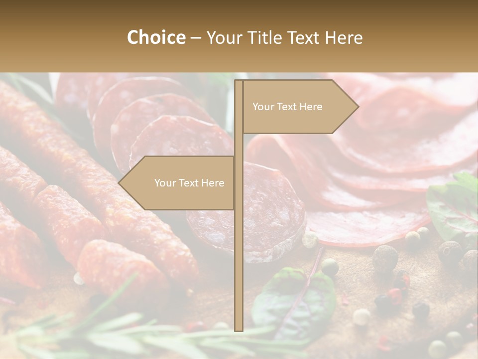 A Wooden Cutting Board Topped With Different Types Of Sausages PowerPoint Template