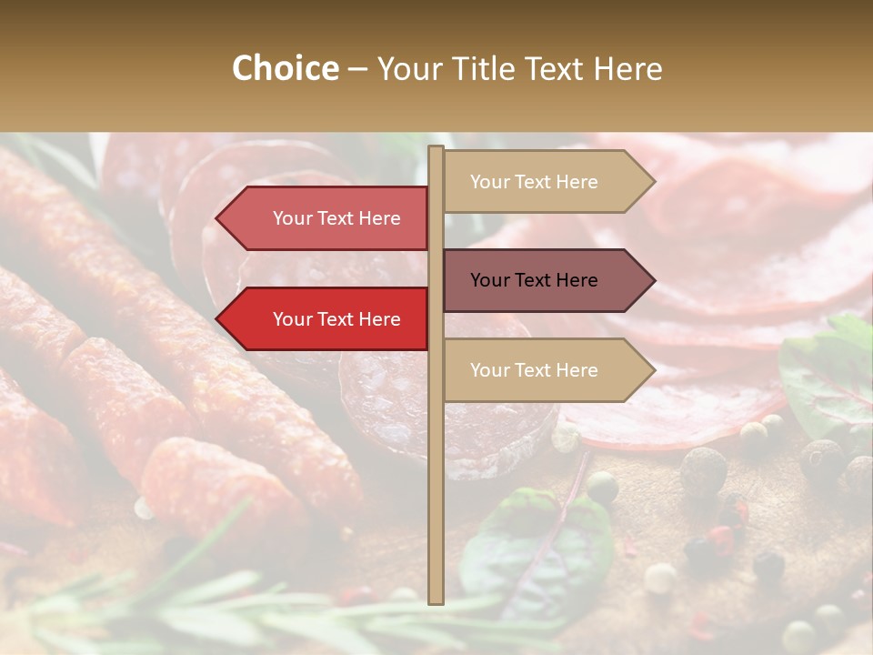 A Wooden Cutting Board Topped With Different Types Of Sausages PowerPoint Template